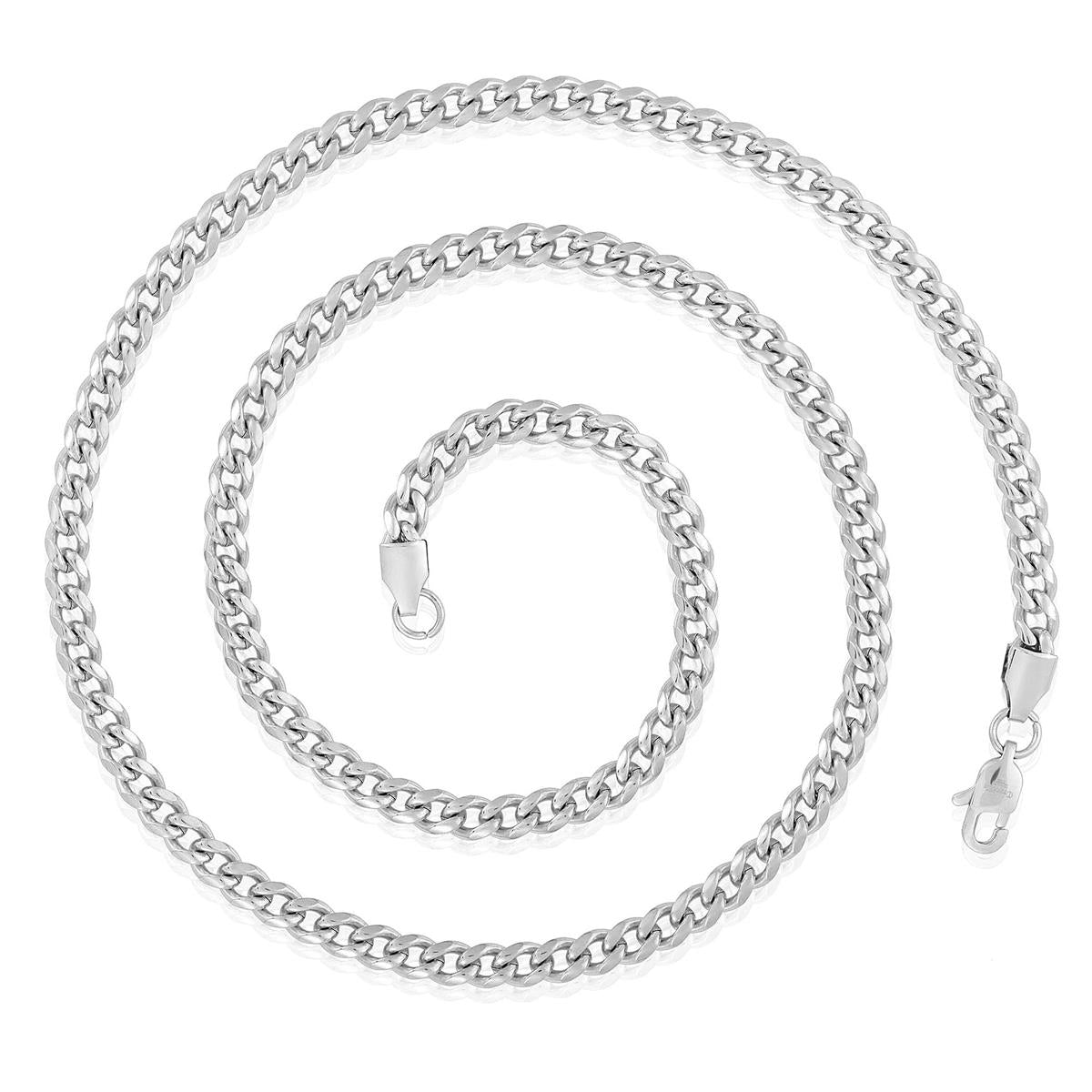 Men's 5mm Rounded Curb Chain Stainless Steel Necklace - 24"