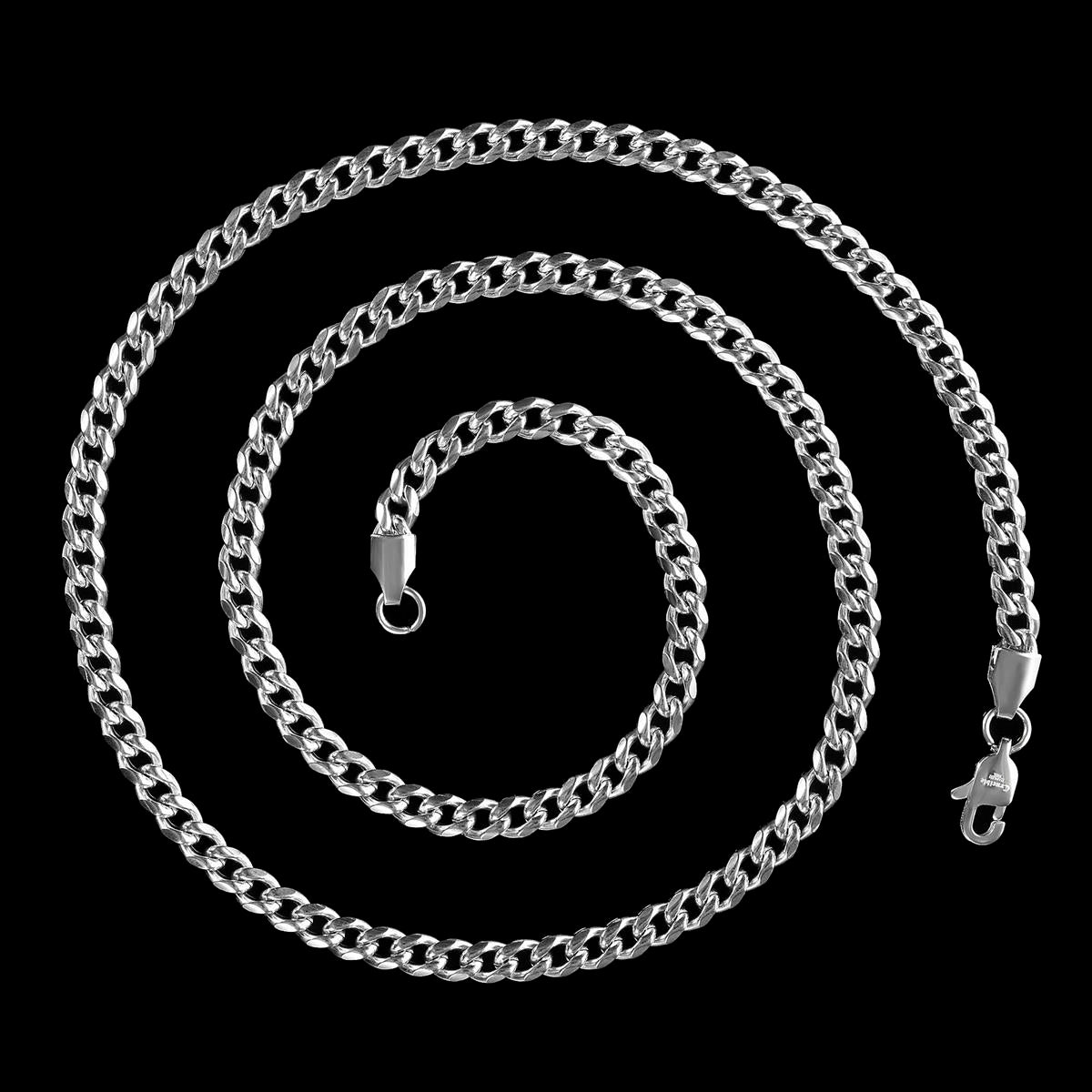 Men's 5mm Rounded Curb Chain Stainless Steel Necklace - 24"