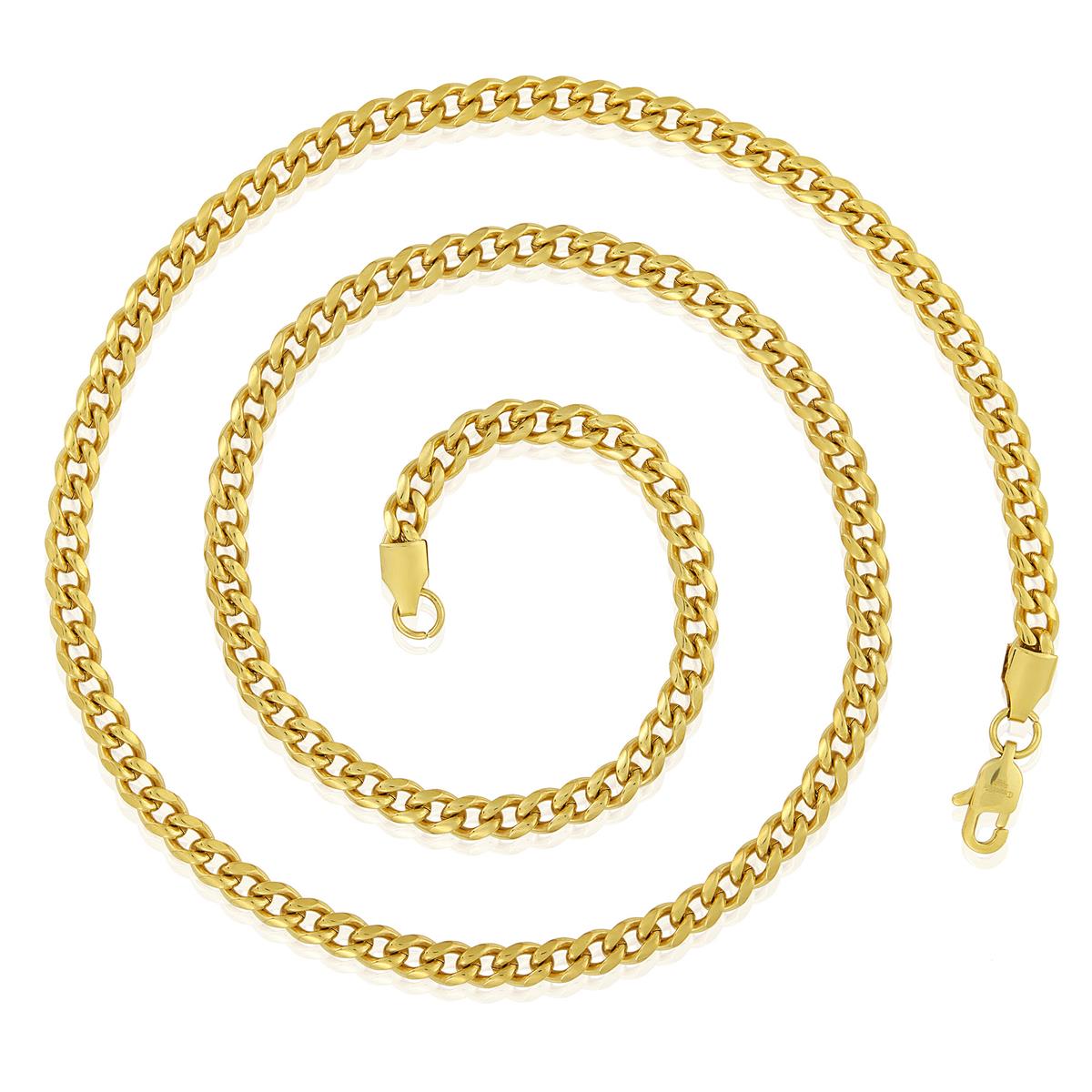 Men's 5mm Rounded Curb Chain Stainless Steel Necklace - 24"