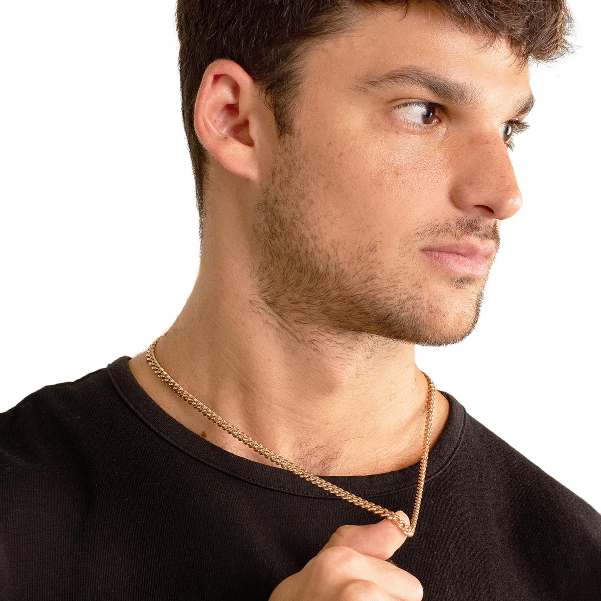 Men's 5mm Rounded Curb Chain Stainless Steel Necklace - 24"