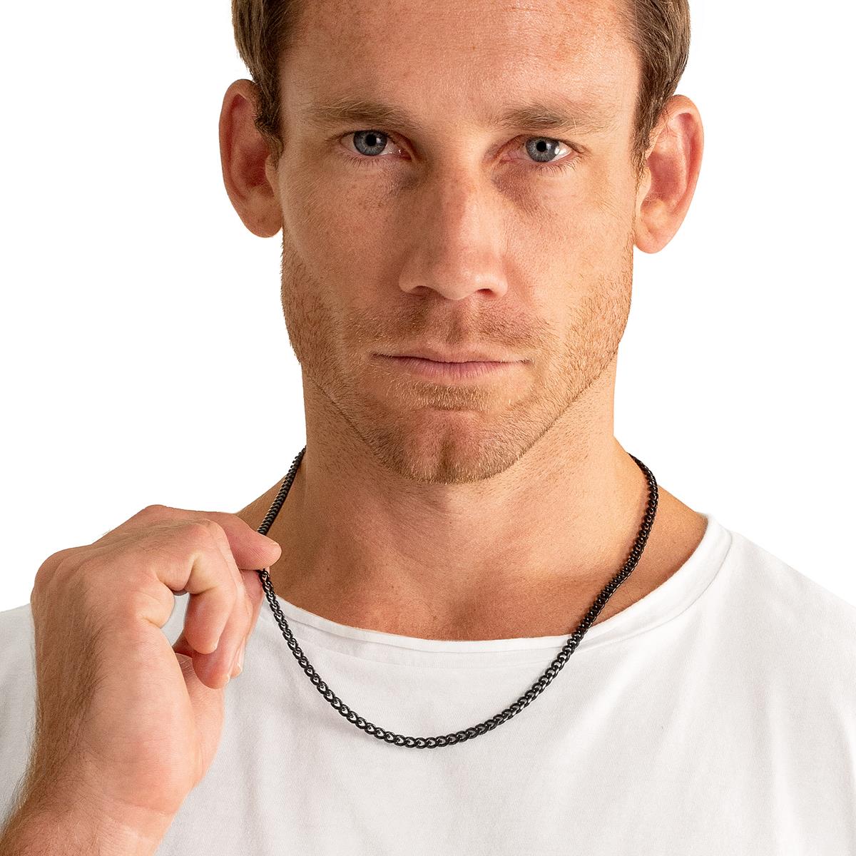 Men's 5mm Rounded Curb Chain Stainless Steel Necklace - 24"