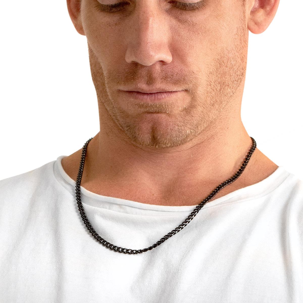 Men's 5mm Rounded Curb Chain Stainless Steel Necklace - 24"
