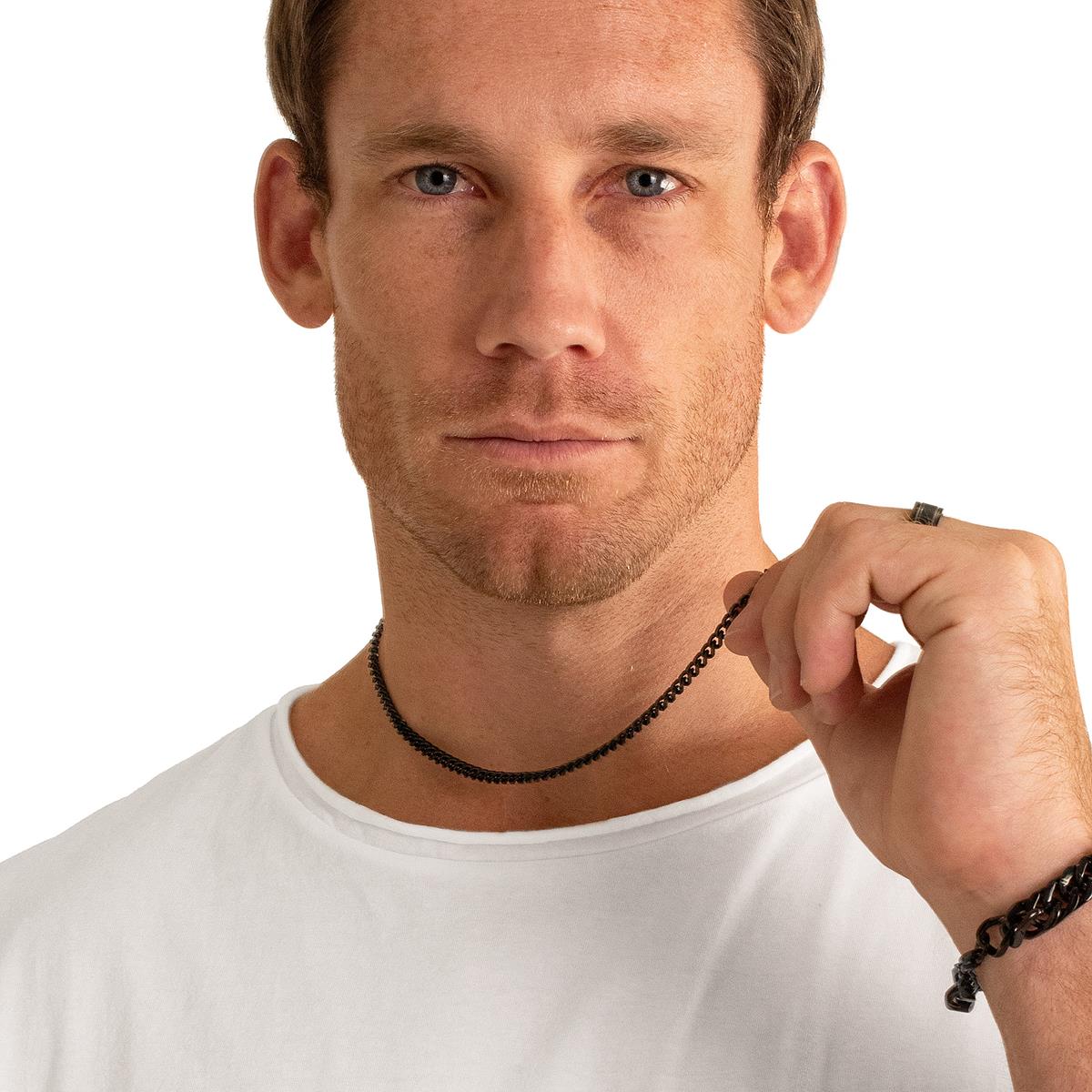 Men's 5mm Rounded Curb Chain Stainless Steel Necklace - 24"