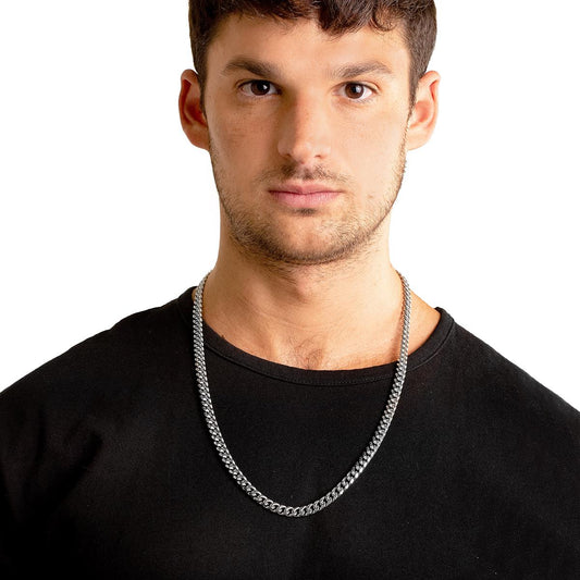 Men's 7mm Rounded Curb Chain Stainless Steel Necklace - 26"