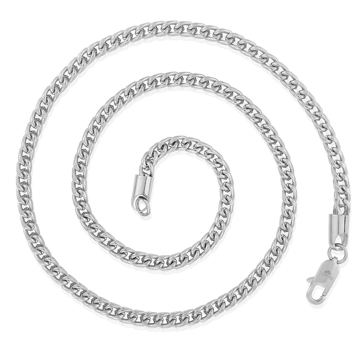 Crucible Jewelry 5mm Stainless Steel Rounded Franco Chain 24 Inches