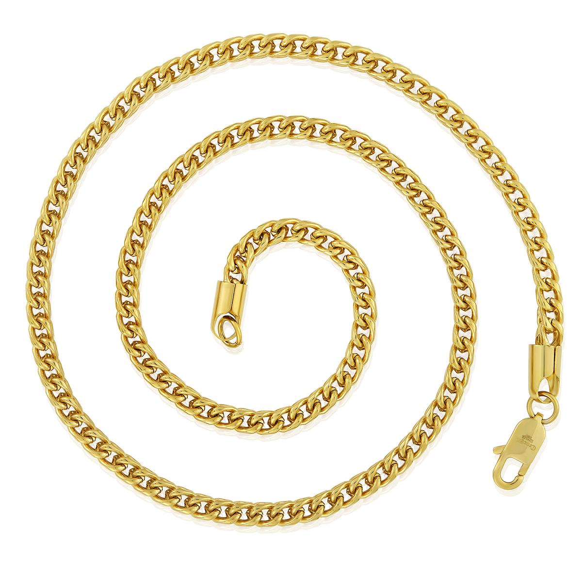 Crucible Jewelry 5mm Stainless Steel Rounded Franco Chain 24 Inches