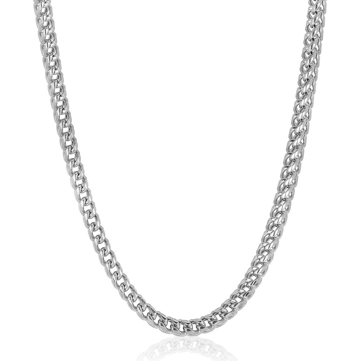 Crucible Jewelry 7mm Stainless Steel Rounded Franco Chain 26 Inches