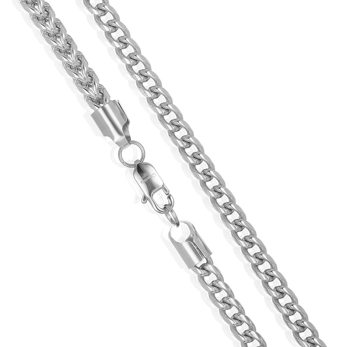 Crucible Jewelry 7mm Stainless Steel Rounded Franco Chain 26 Inches