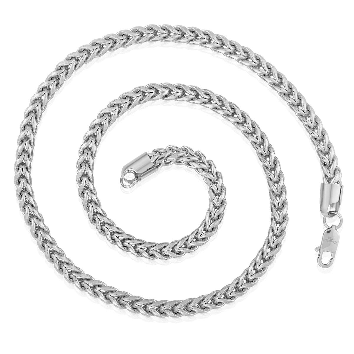 Crucible Jewelry 7mm Stainless Steel Rounded Franco Chain 26 Inches