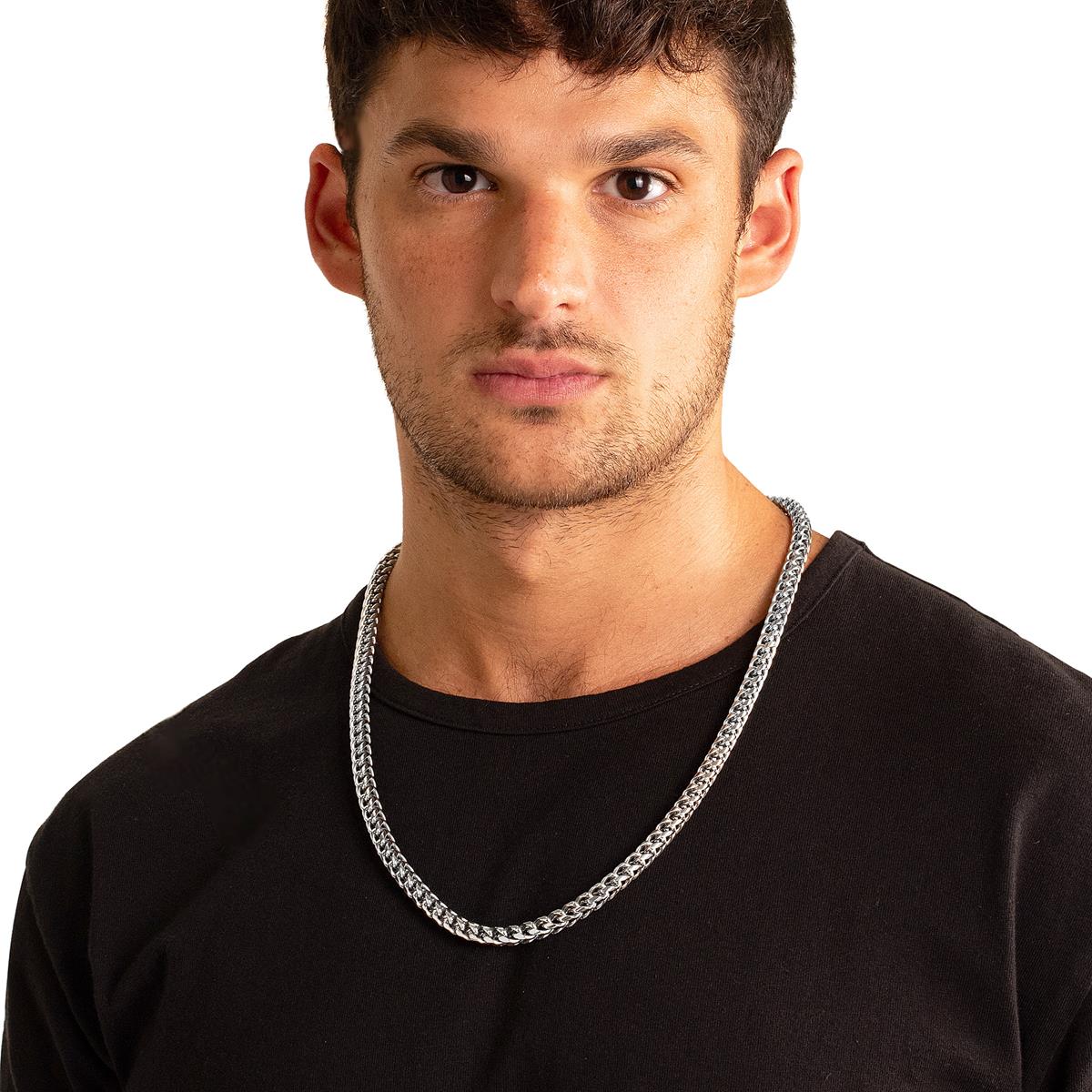 Men's 7mm Rounded Franco Chain Stainless Steel Necklace - 26"