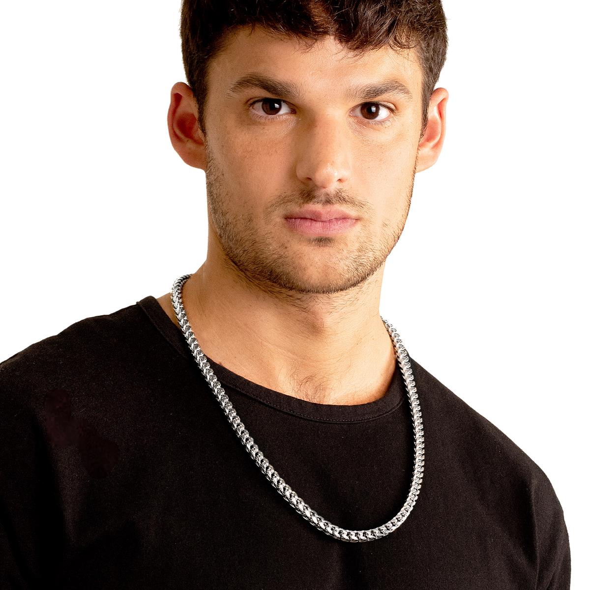 Men's 7mm Rounded Franco Chain Stainless Steel Necklace - 26"