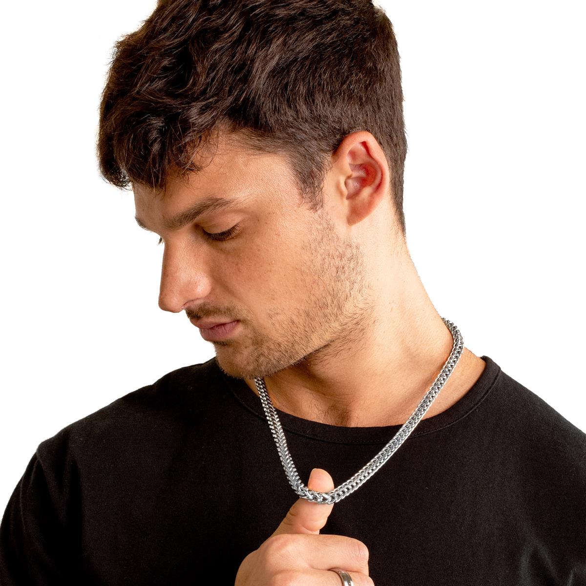 Men's 7mm Rounded Franco Chain Stainless Steel Necklace - 26"