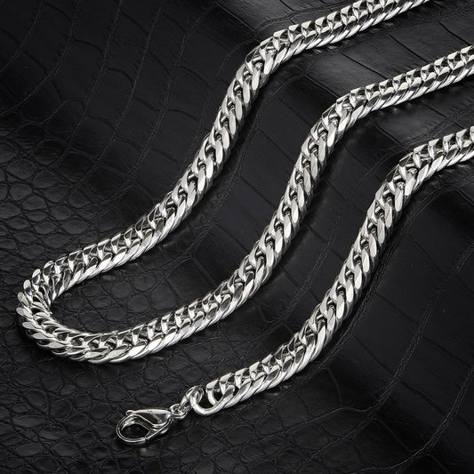 Crucible Jewelry Polished Stainless Steel 10mm Curb Chain - 20" to 24"