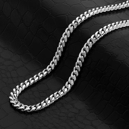 Crucible Jewelry Stainless Steel 6mm Beveled Cuban Curb Chain - 20" to 27"