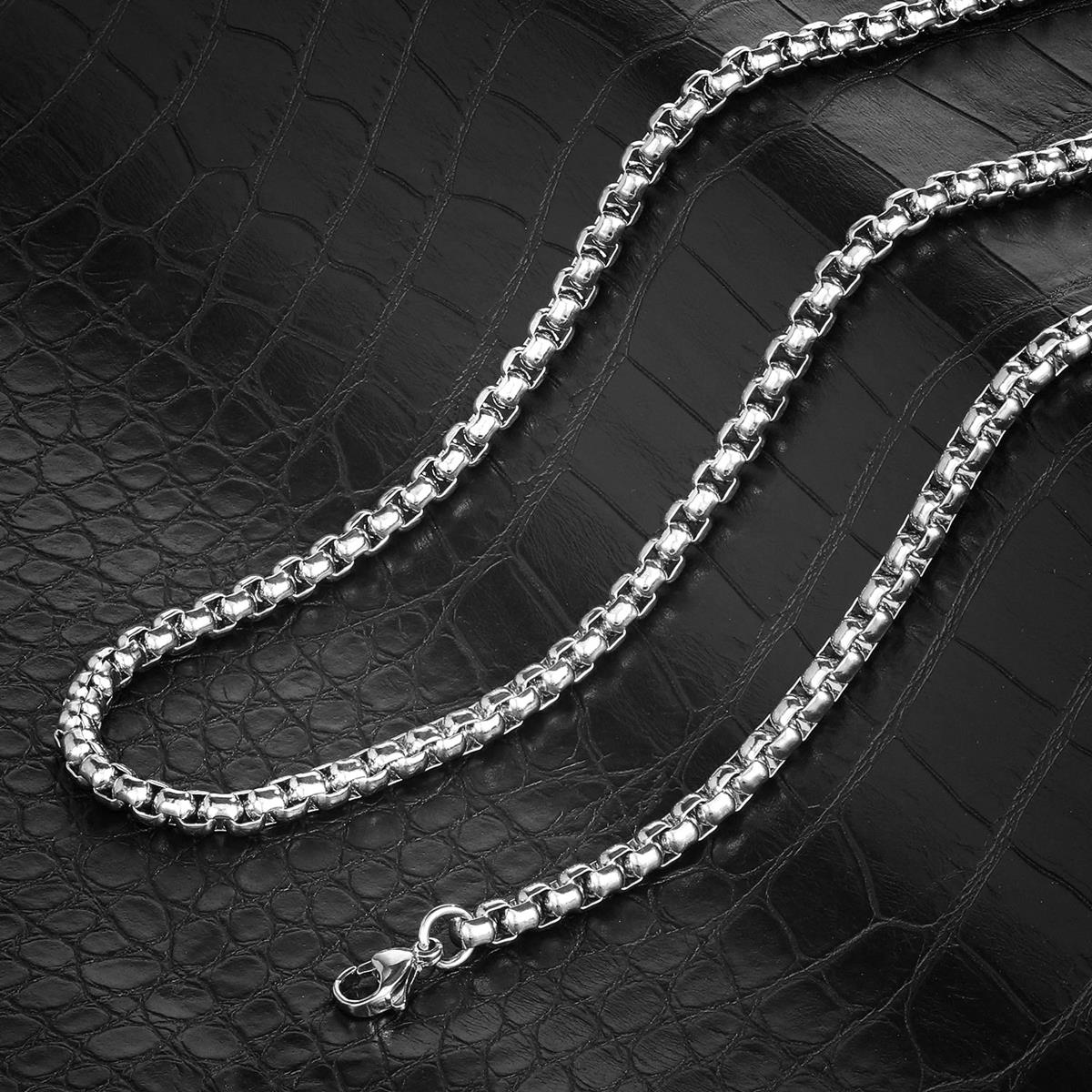 Crucible Jewelry Polished Stainless Steel 5mm Box Chain - 20" to 28" - 3 Colors