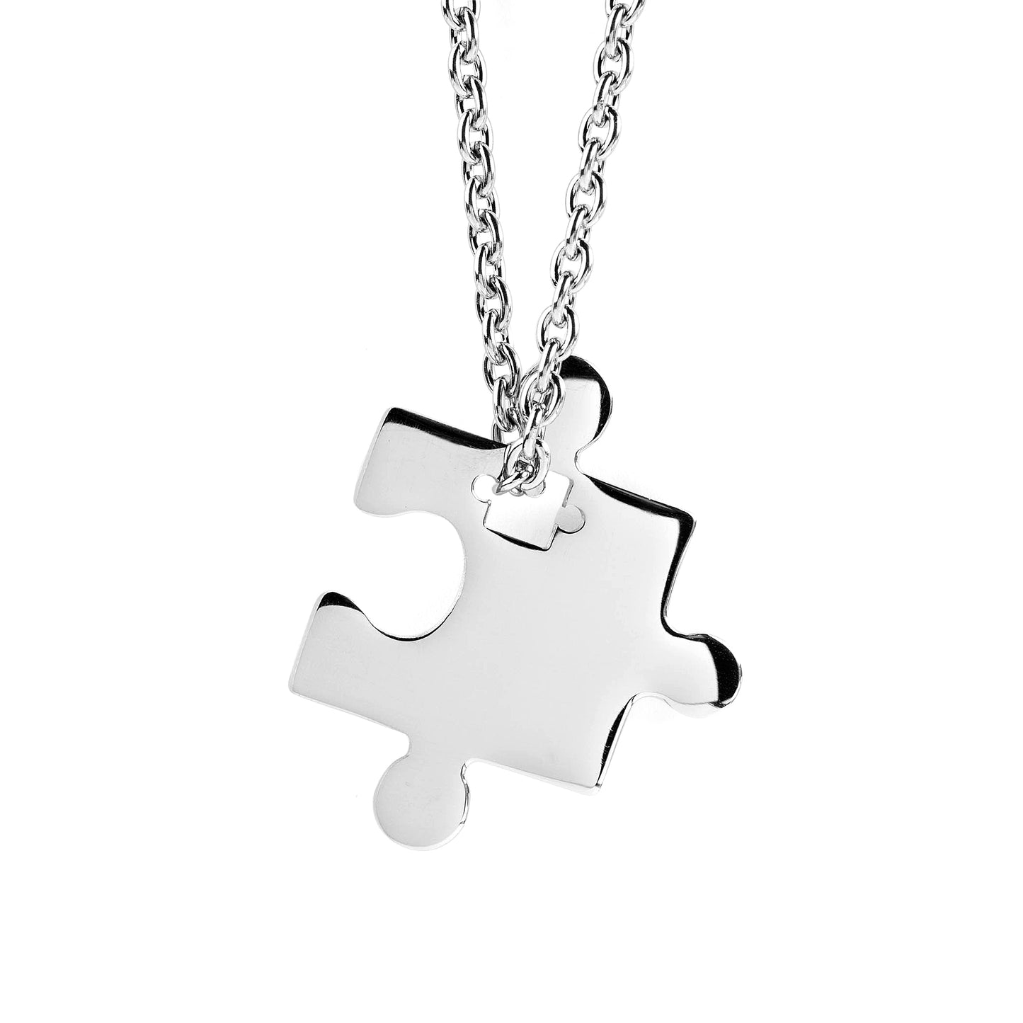 ELYA Women's Polished Jigsaw Puzzle Piece Stainless Steel Necklace