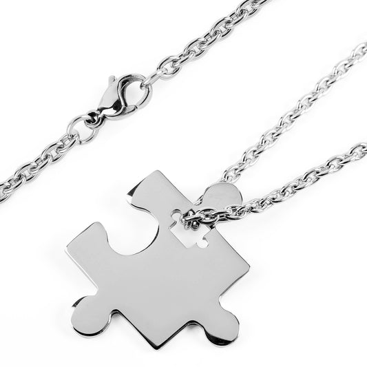 ELYA Women's Polished Jigsaw Puzzle Piece Stainless Steel Necklace