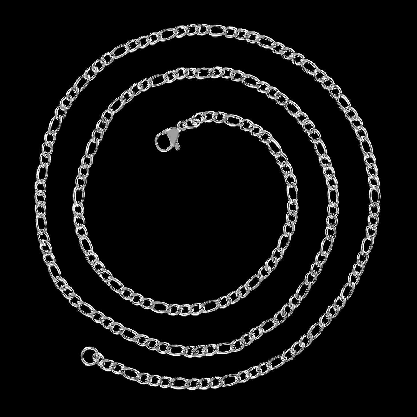 Men's Polished Figaro Chain Stainless Steel Necklace