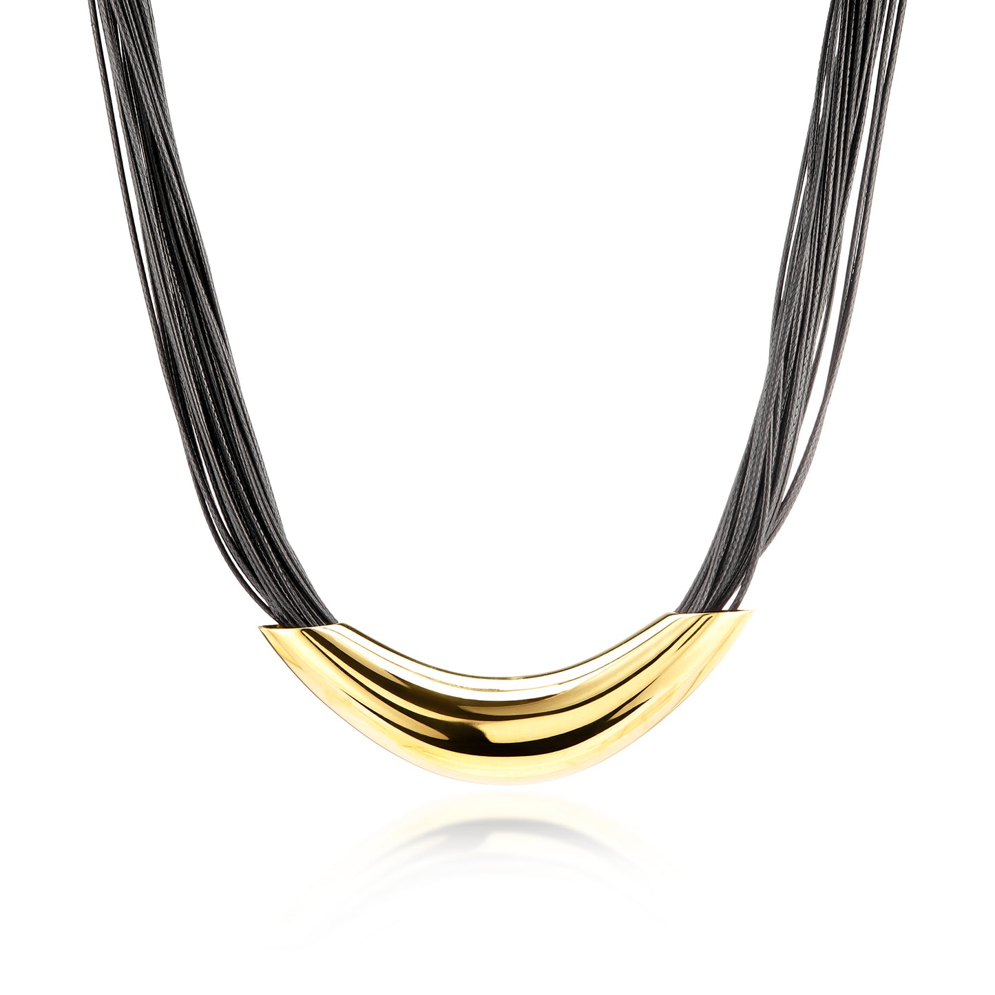 ELYA Elongated Tube Multi-Strand Leatherette Necklace (16mm) - 16"