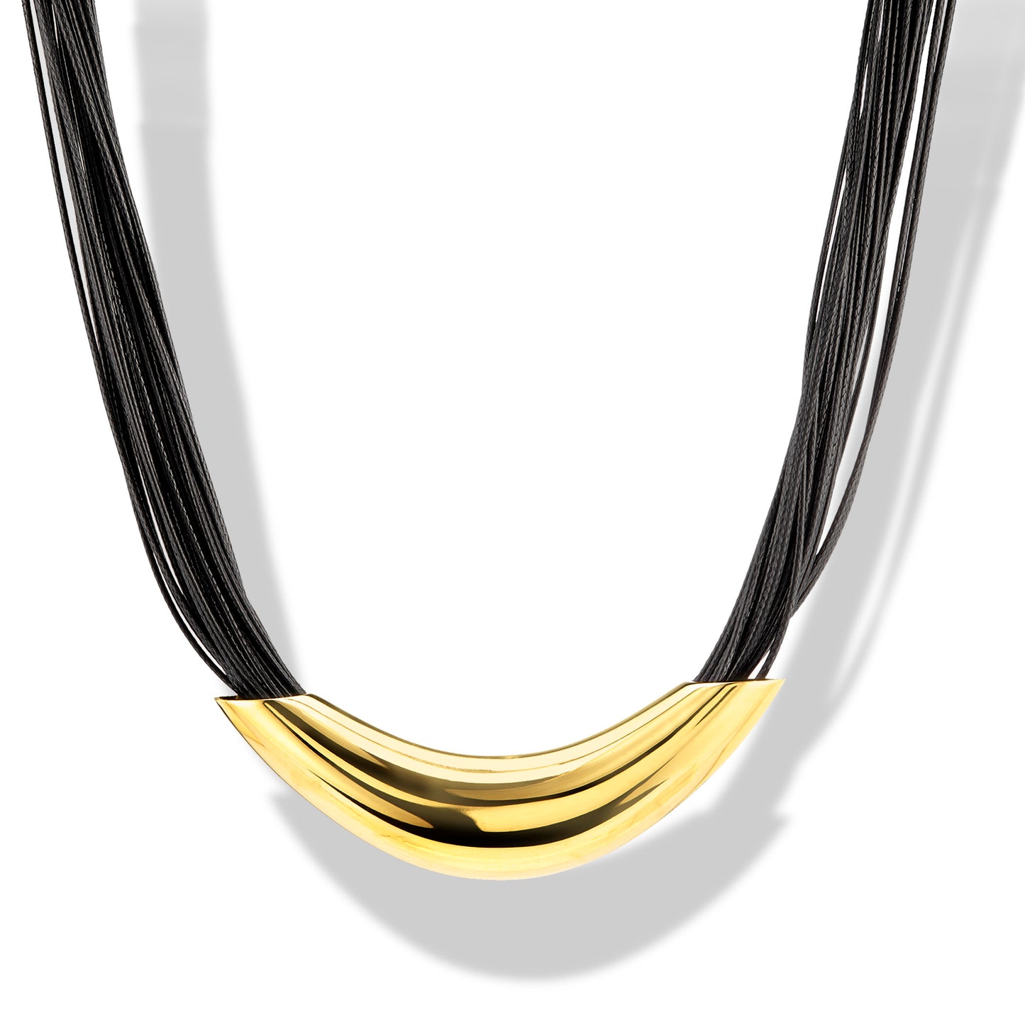 ELYA Elongated Tube Multi-Strand Leatherette Necklace (16mm) - 16"