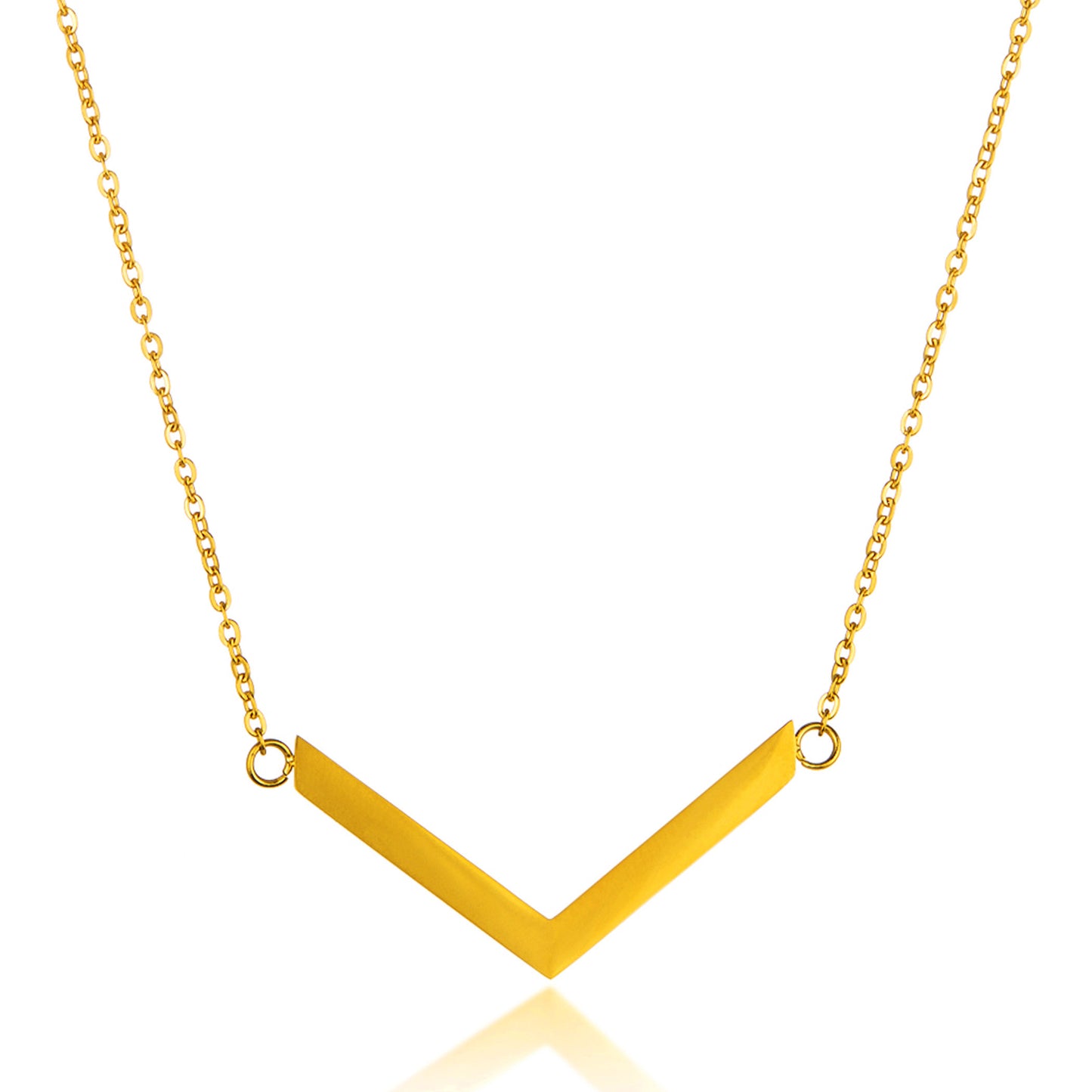 ELYA Women's Polished Chevron Stainless Steel Necklace - 18"