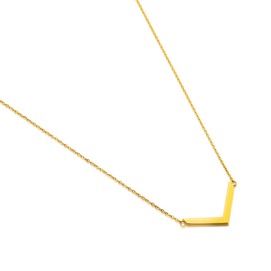 ELYA Women's Polished Chevron Stainless Steel Necklace - 18"