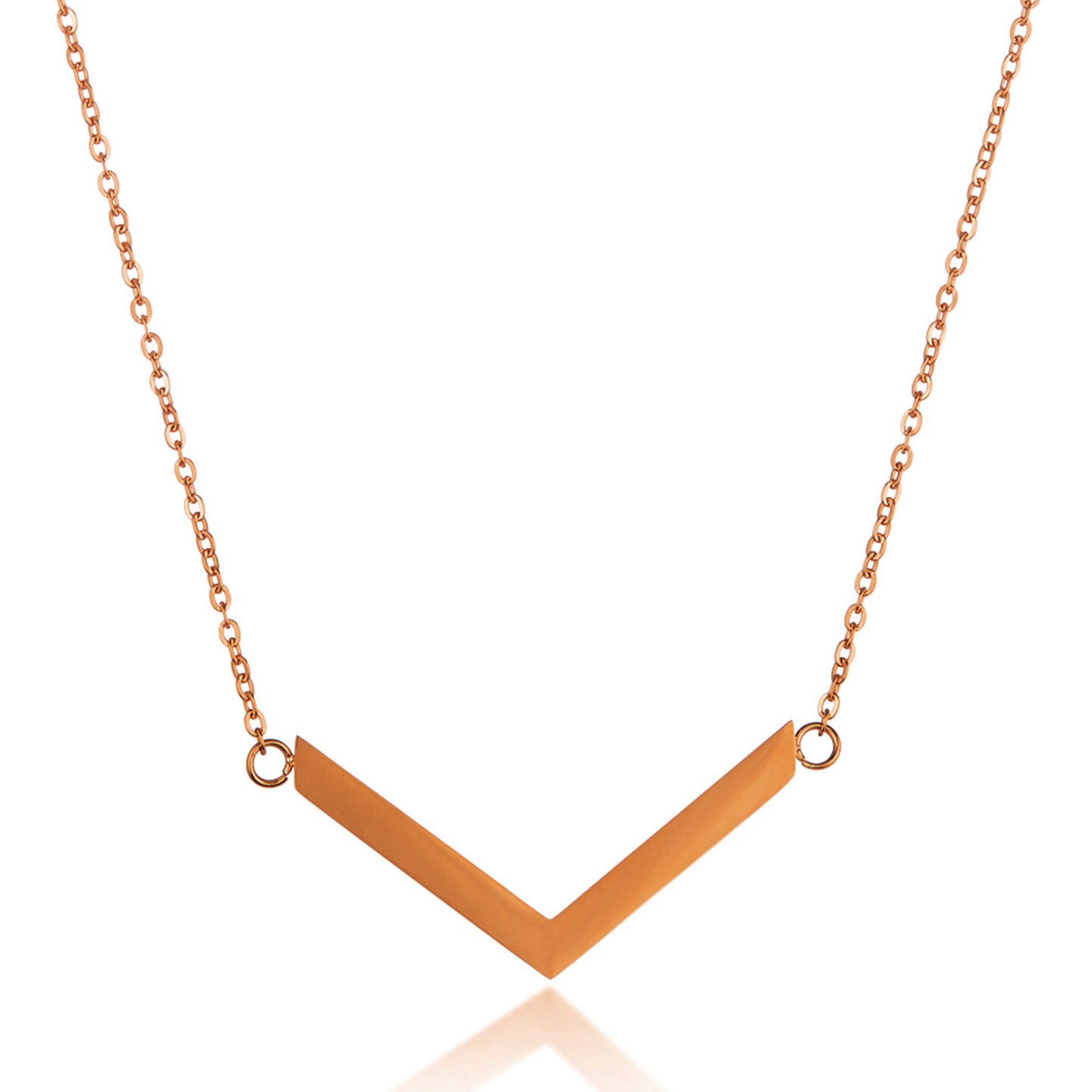 ELYA Women's Polished Chevron Stainless Steel Necklace - 18"