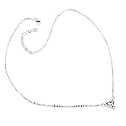 ELYA Women's Trillion Cut Cubic Zirconia Steel Necklace - 18"