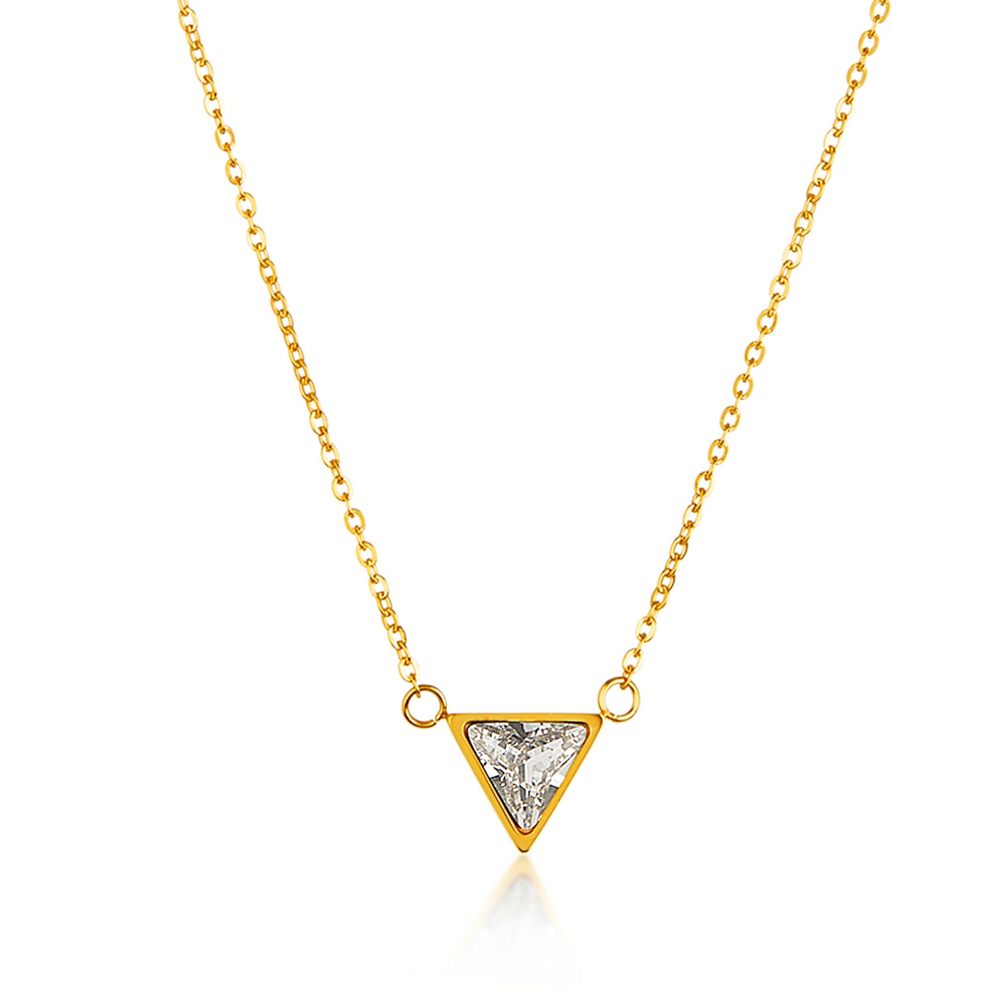 ELYA Women's Trillion Cut Cubic Zirconia Steel Necklace - 18"
