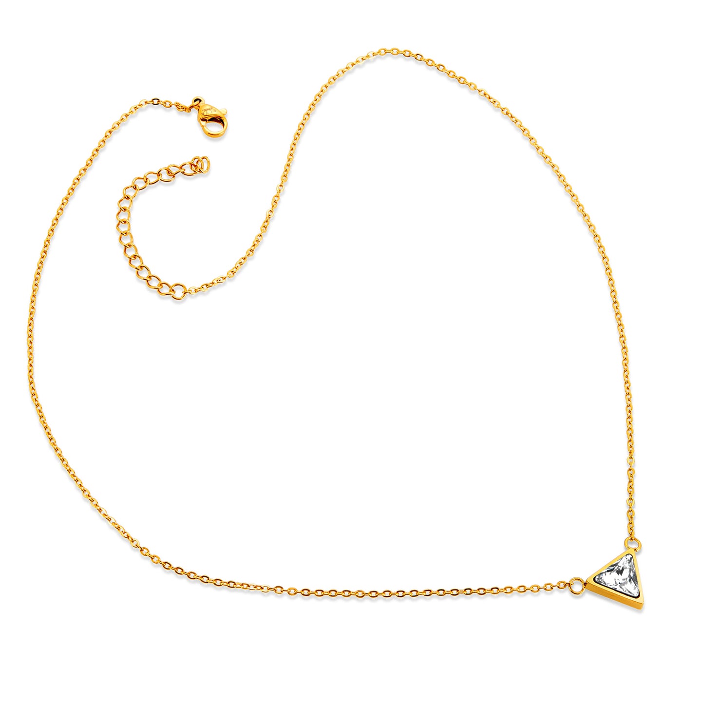ELYA Women's Trillion Cut Cubic Zirconia Steel Necklace - 18"