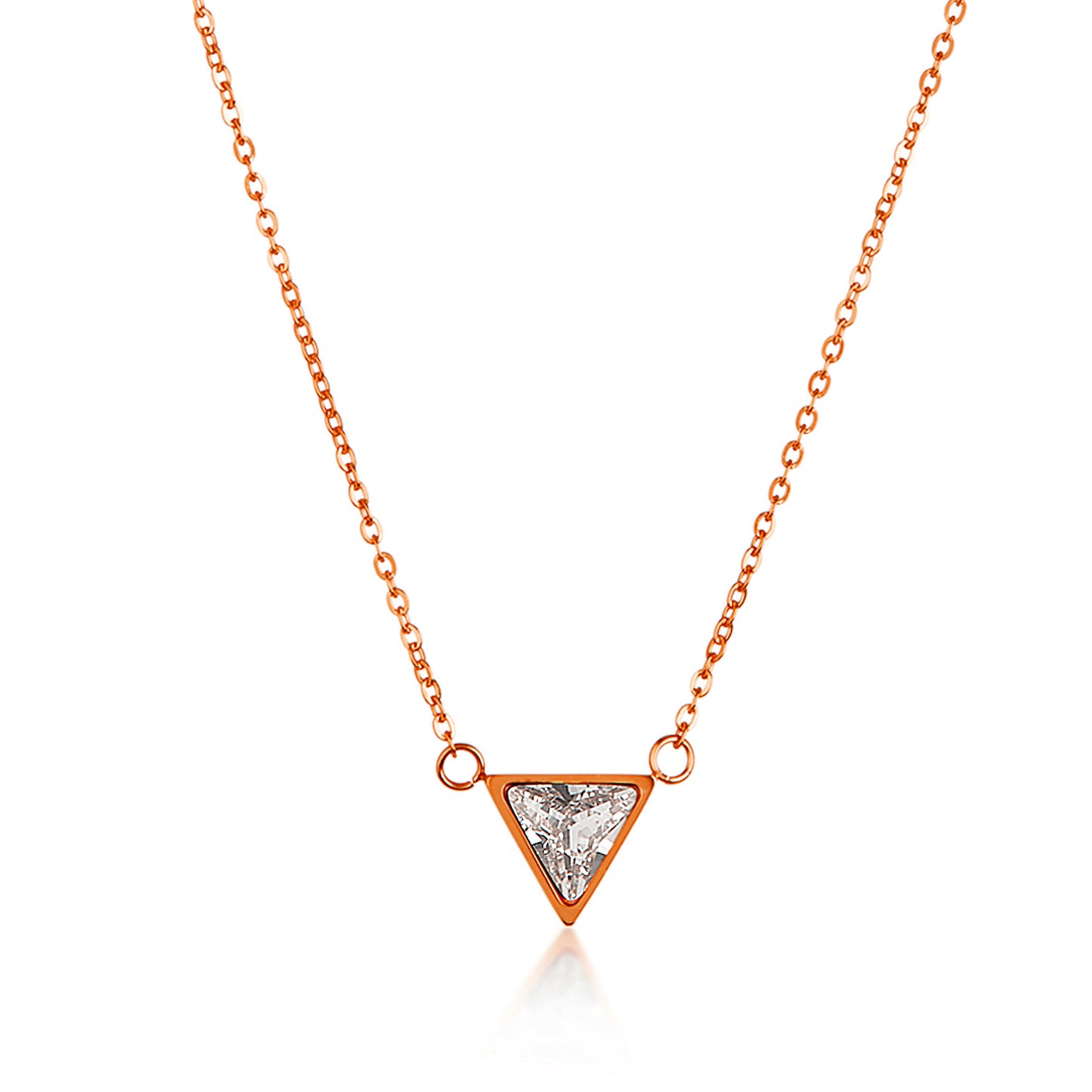 ELYA Women's Trillion Cut Cubic Zirconia Steel Necklace - 18"