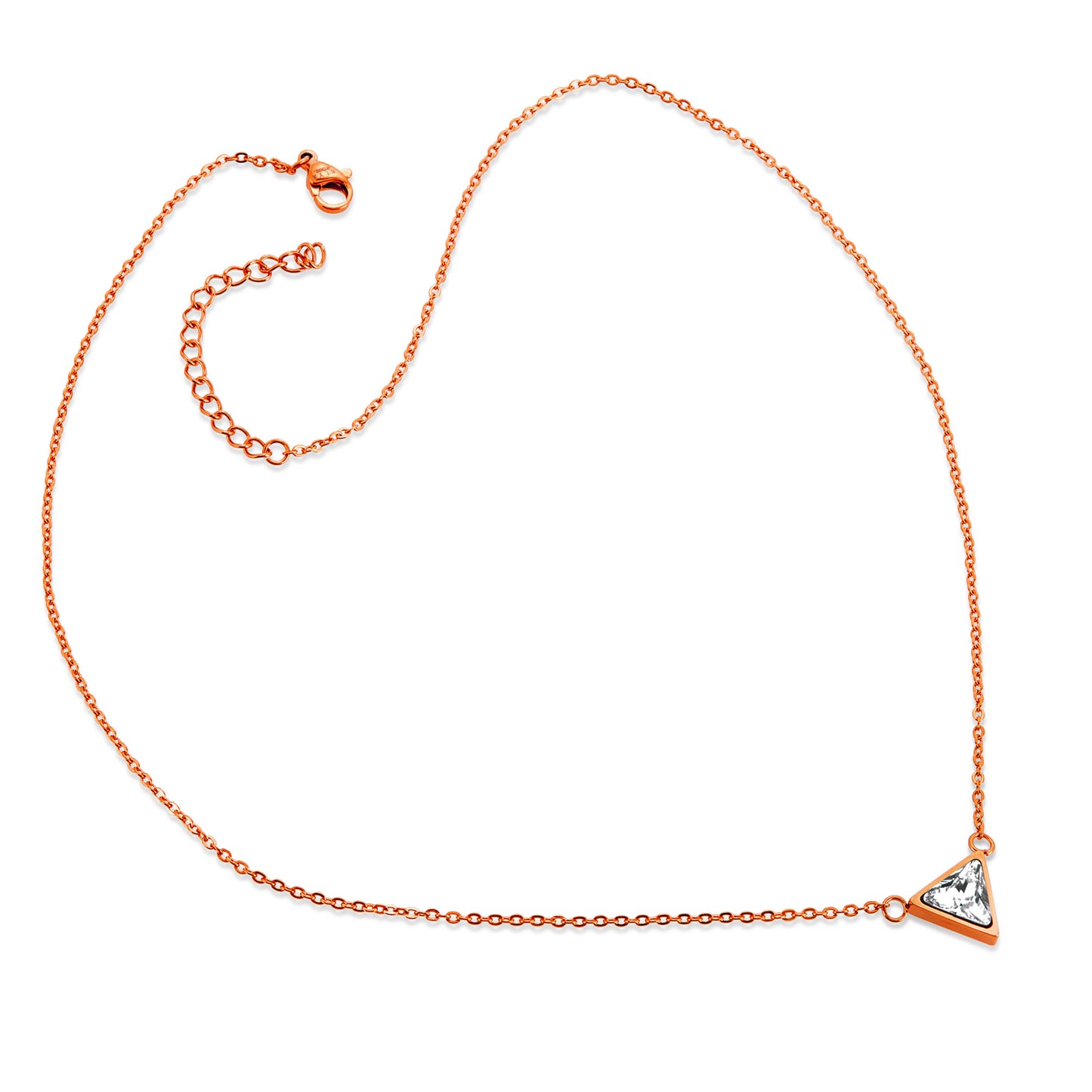 ELYA Women's Trillion Cut Cubic Zirconia Steel Necklace - 18"