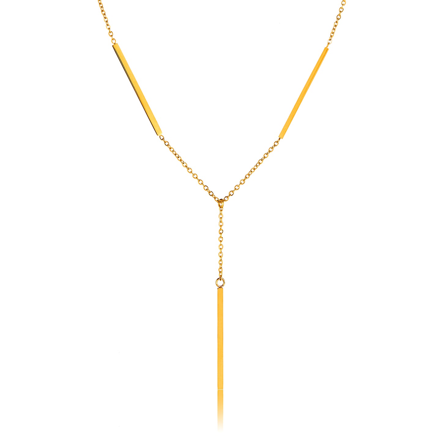 ELYA Women's Gold Plated Stainless Steel Bar Drop Necklace - 17"