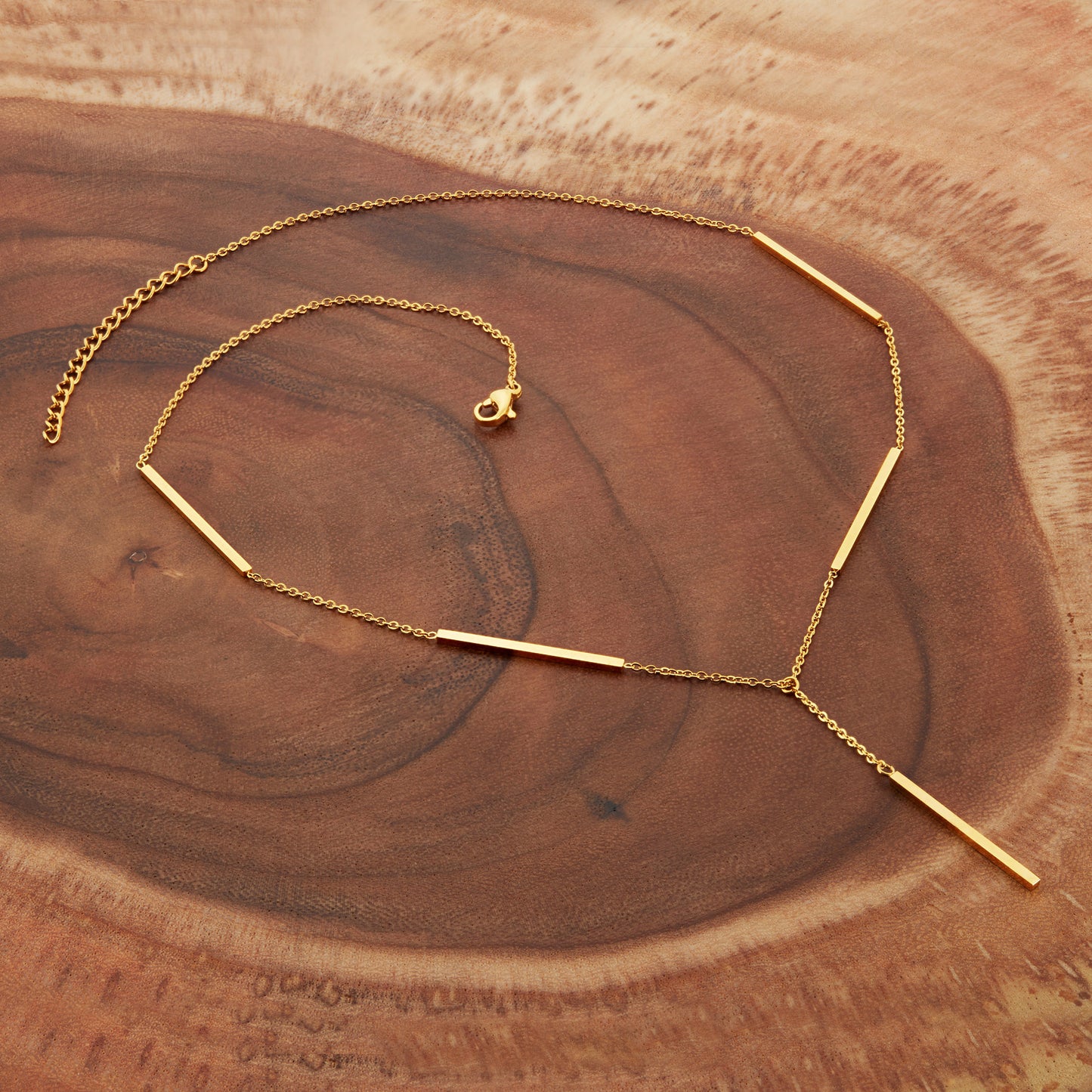 ELYA Women's Gold Plated Stainless Steel Bar Drop Necklace - 17"