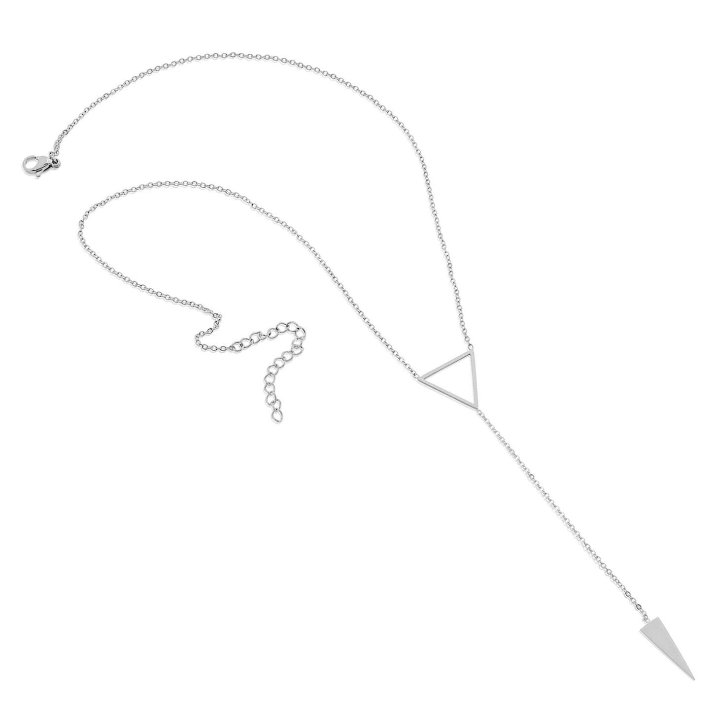 ELYA Women's Polished Triangle Drop Steel Necklace - 16"