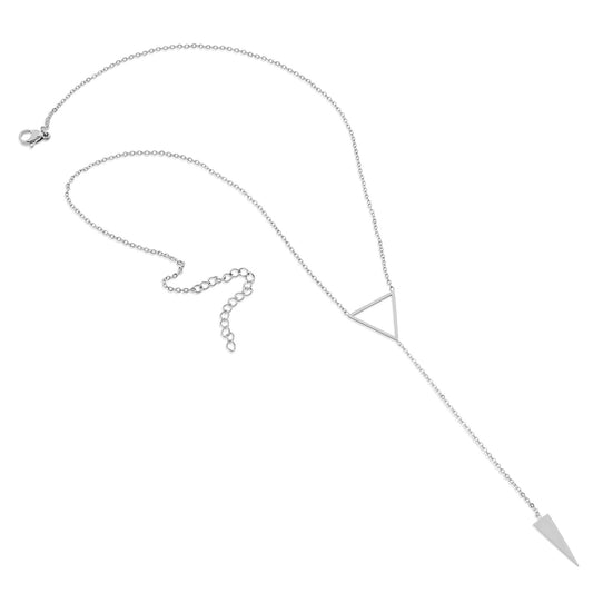 ELYA Women's Polished Triangle Drop Steel Necklace - 16"