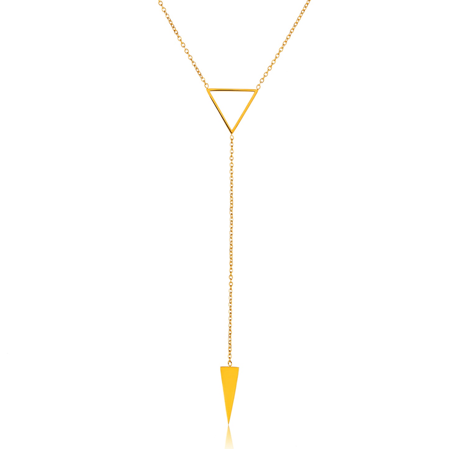ELYA Women's Polished Triangle Drop Steel Necklace - 16"