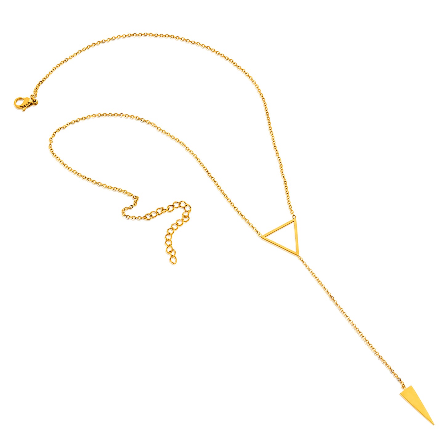 ELYA Women's Polished Triangle Drop Steel Necklace - 16"