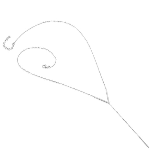 ELYA Women's Polished Chevron Bar Drop Stainless Steel Necklace