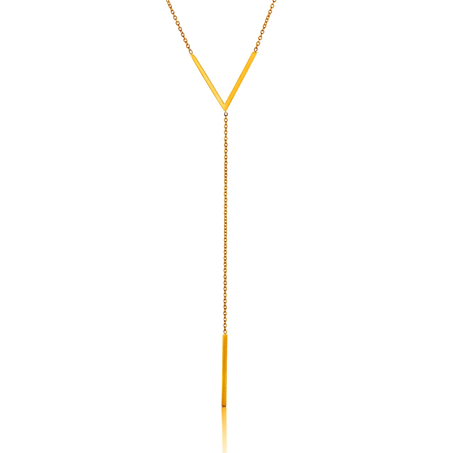 ELYA Women's Polished Chevron Bar Drop Stainless Steel Necklace