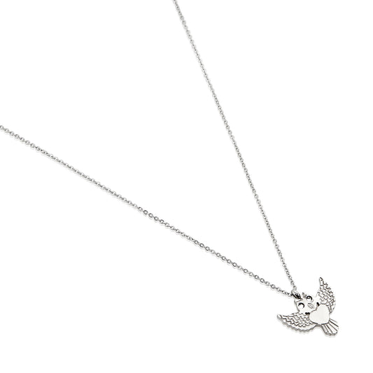 ELYA Women's Polished Owl Shaped Steel Necklace - 18"