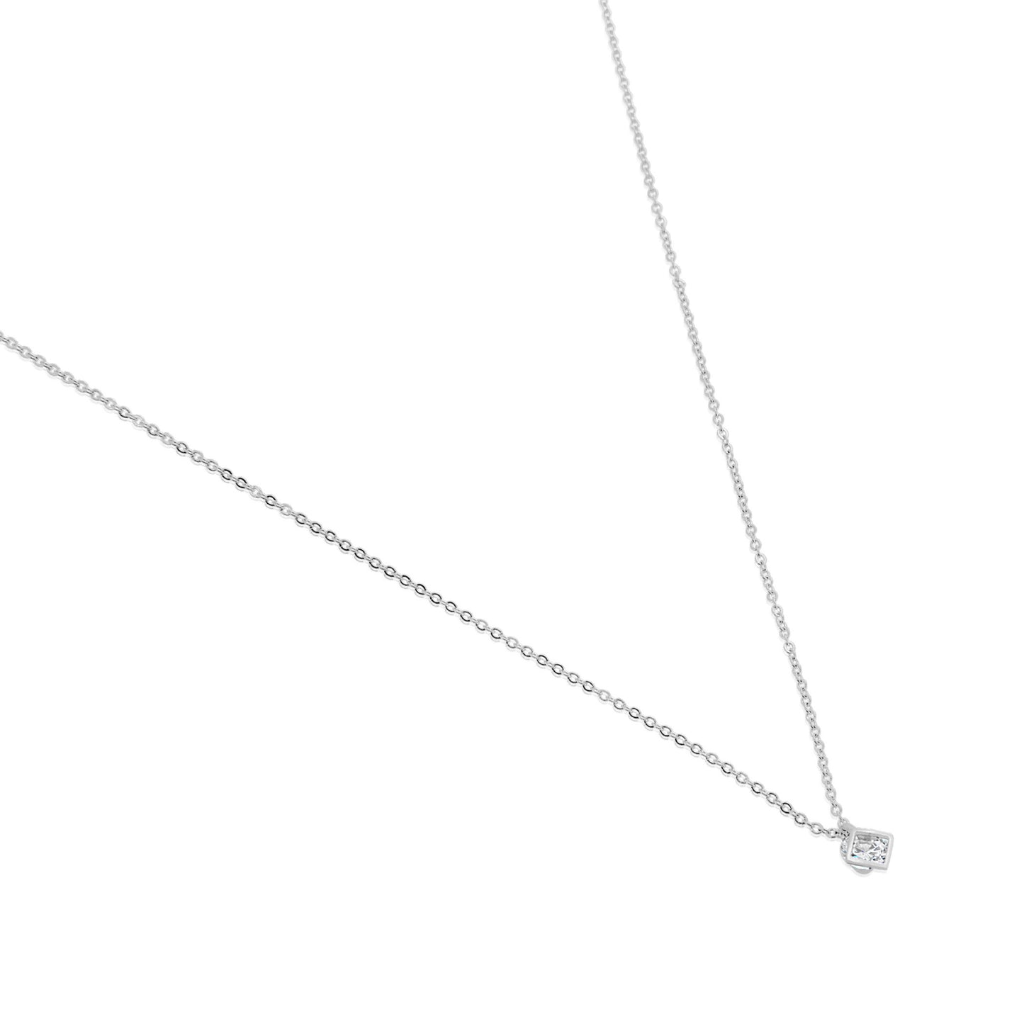 ELYA Cubic Zirconia Open Diamond-Shaped Steel Necklace - 18"