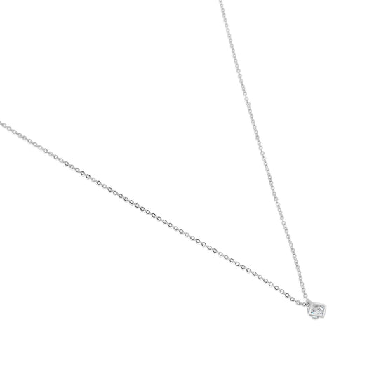 ELYA Cubic Zirconia Open Diamond-Shaped Steel Necklace - 18"