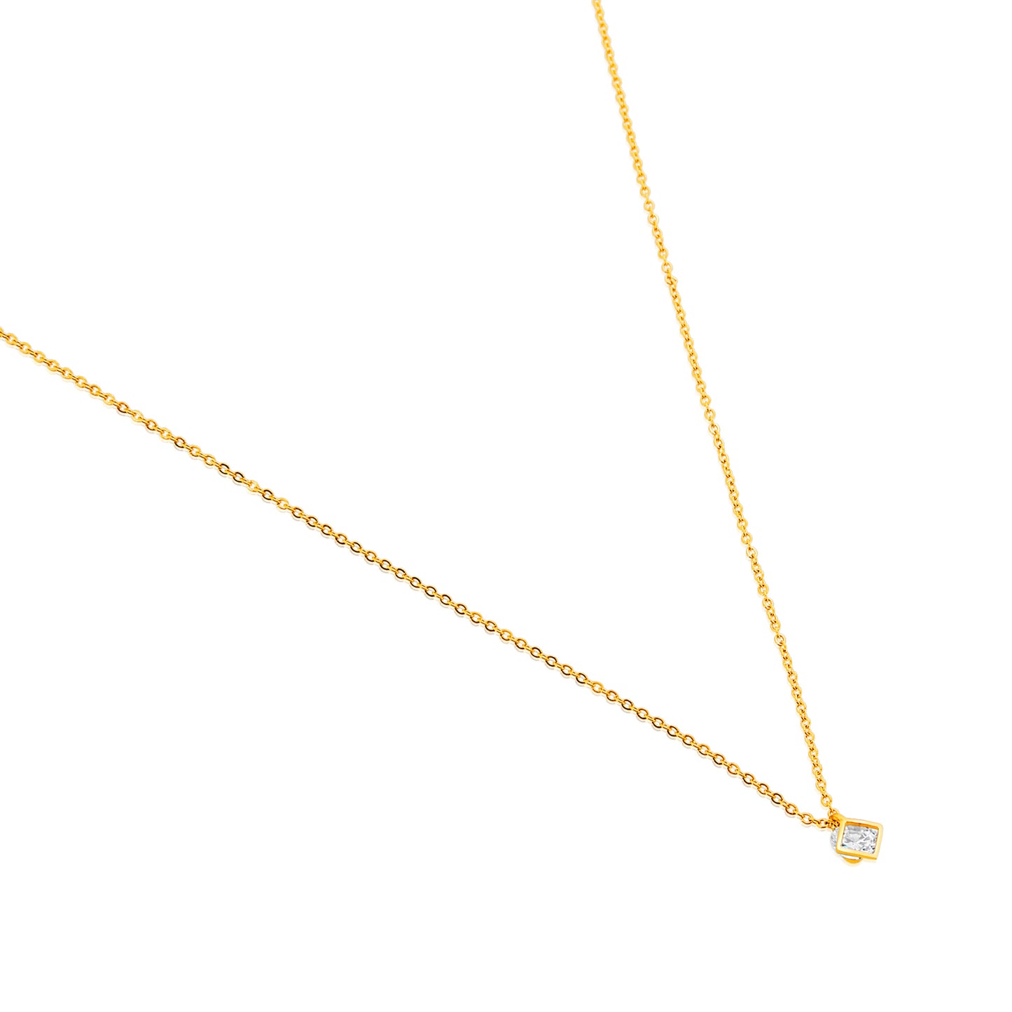 ELYA Cubic Zirconia Open Diamond-Shaped Steel Necklace - 18"