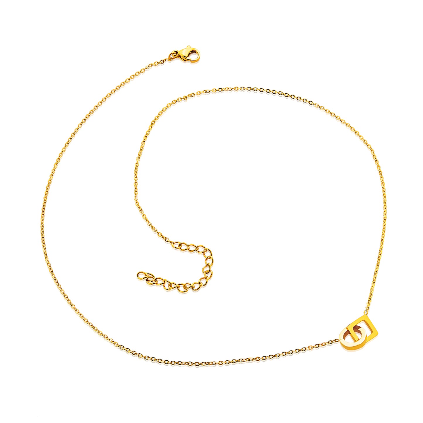 ELYA Women's Polished Interlocked Circle and Square Steel Necklace