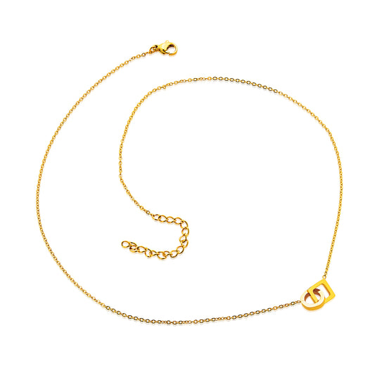 ELYA Women's Polished Interlocked Circle and Square Steel Necklace