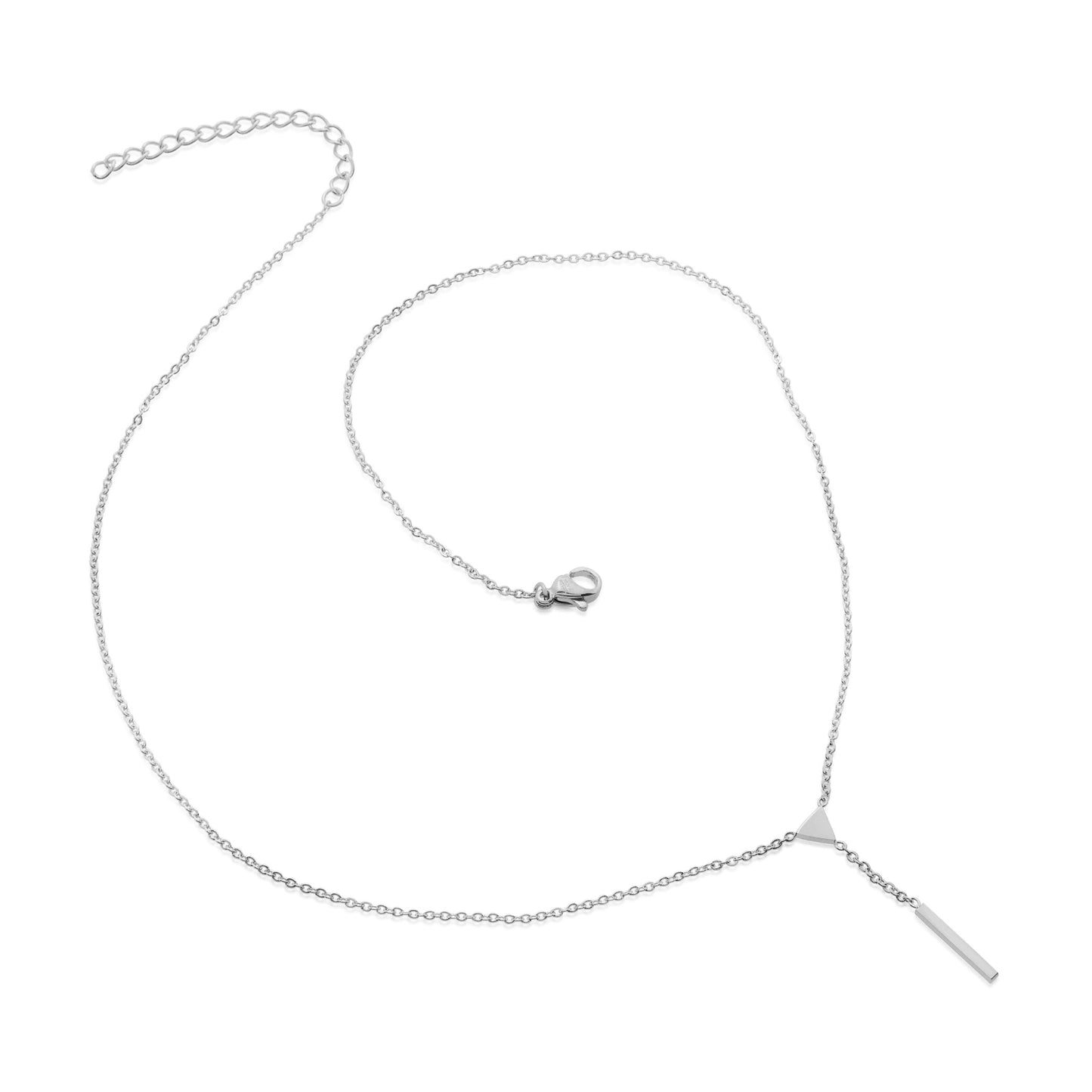ELYA Women's Polished Triangle Bar Drop Steel Necklace