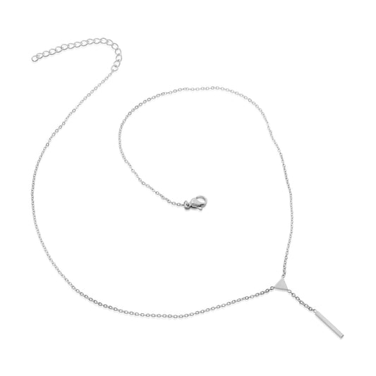 ELYA Women's Polished Triangle Bar Drop Steel Necklace