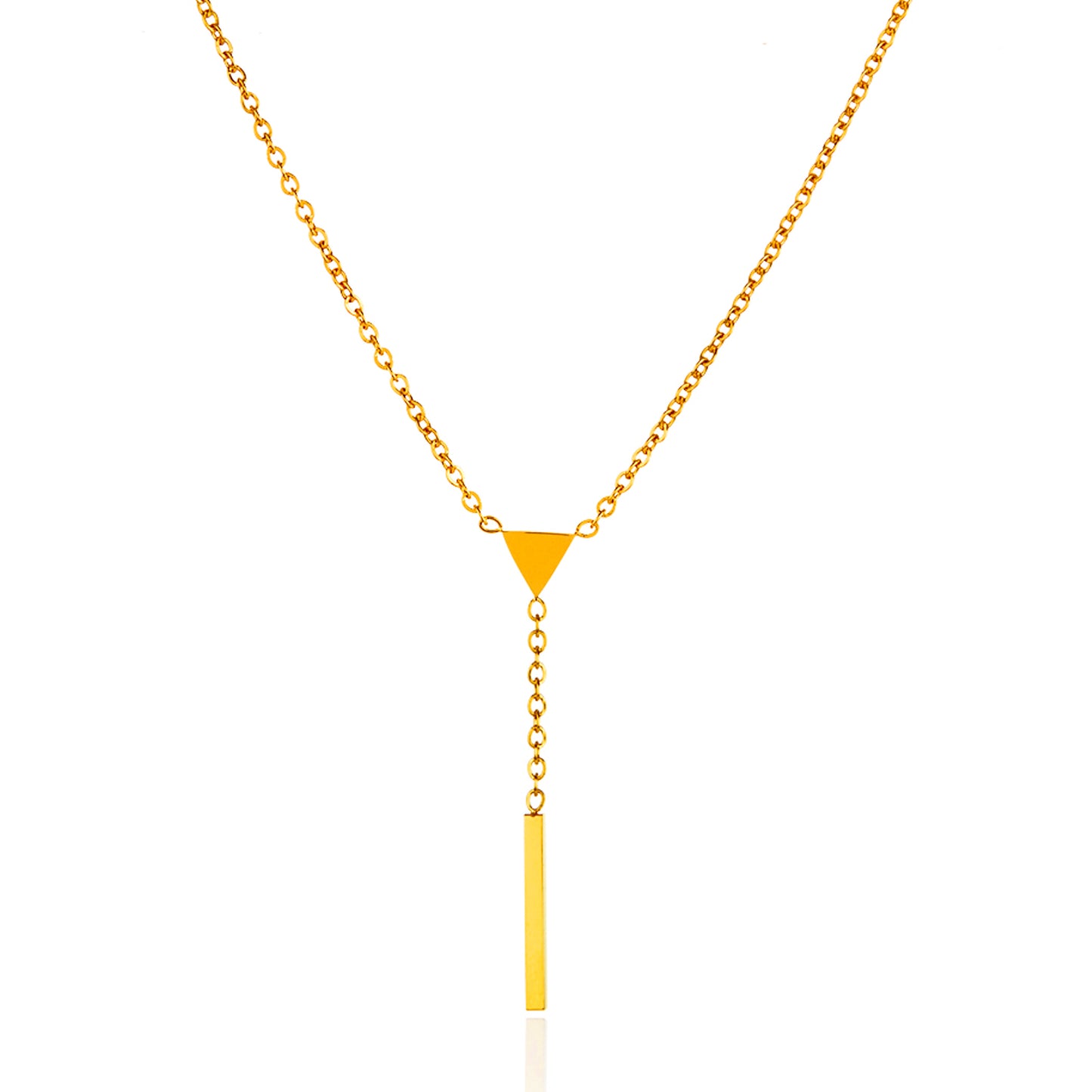 ELYA Women's Polished Triangle Bar Drop Steel Necklace