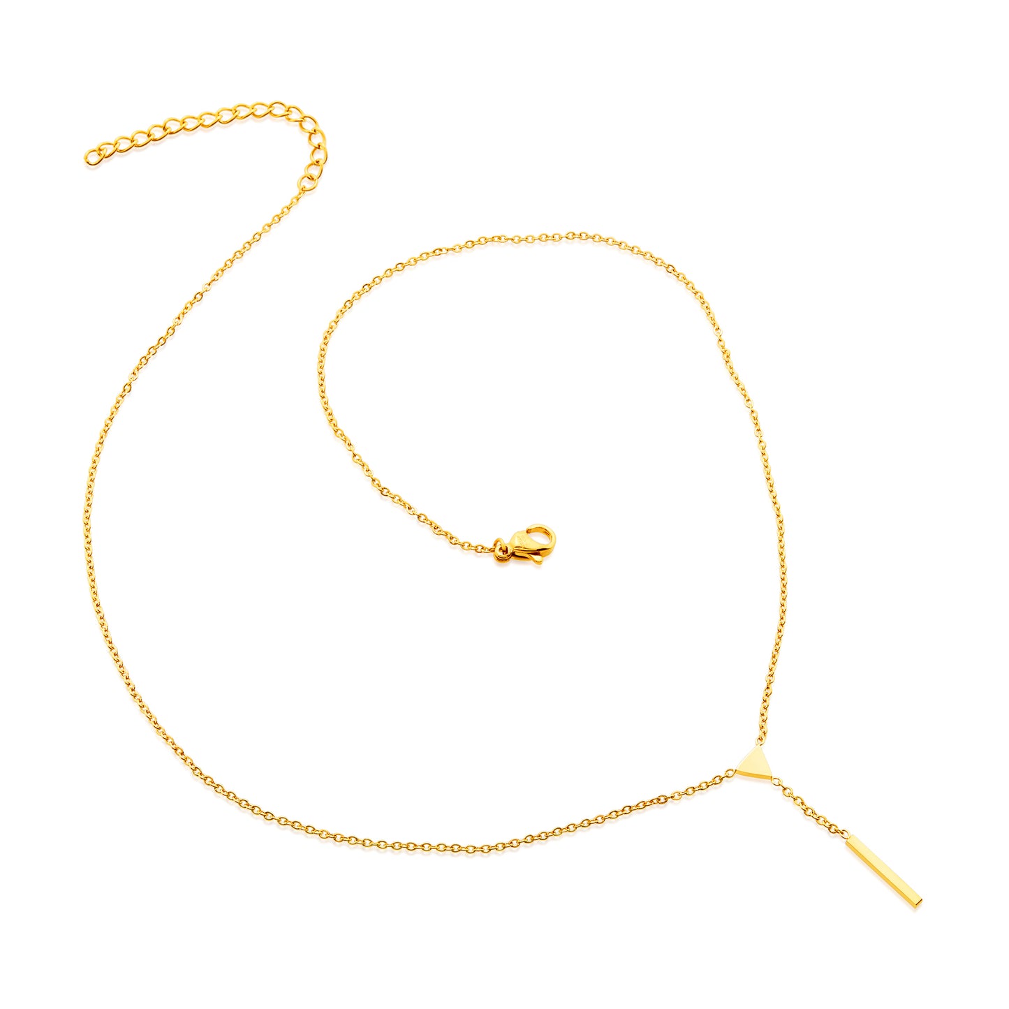 ELYA Women's Polished Triangle Bar Drop Steel Necklace